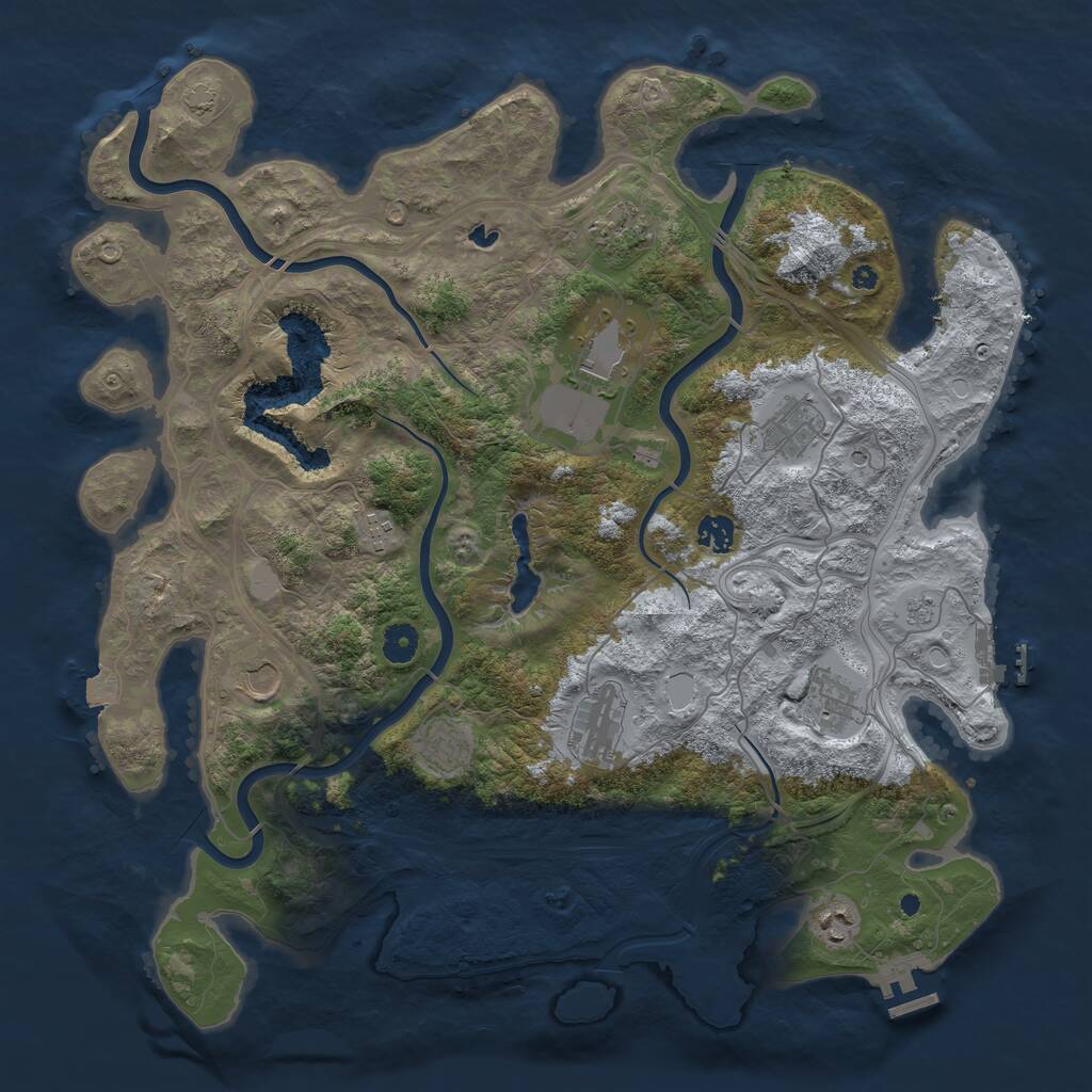 Rust Map: Procedural Map, Size: 4300, Seed: 1875594817, 16 Monuments