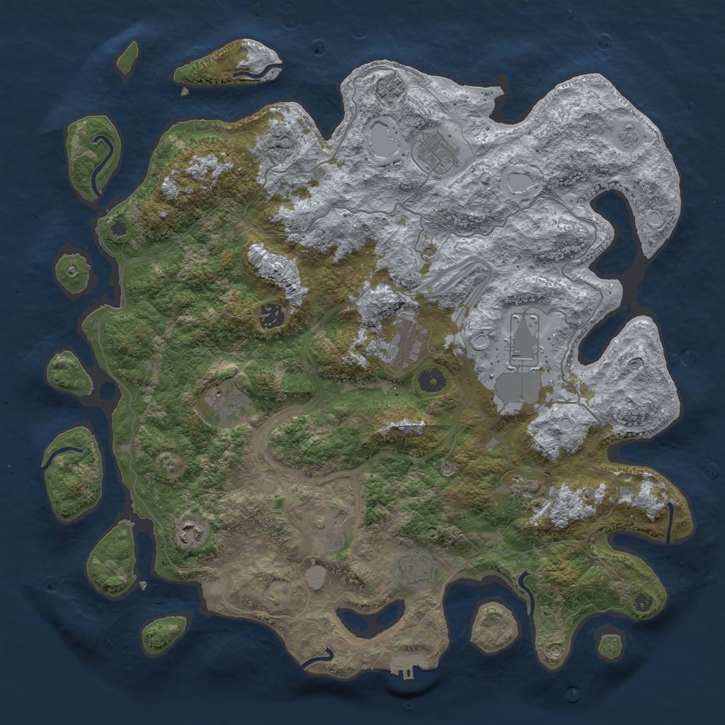 Rust Map: Procedural Map, Size: 4250, Seed: 1623109224, 18 Monuments