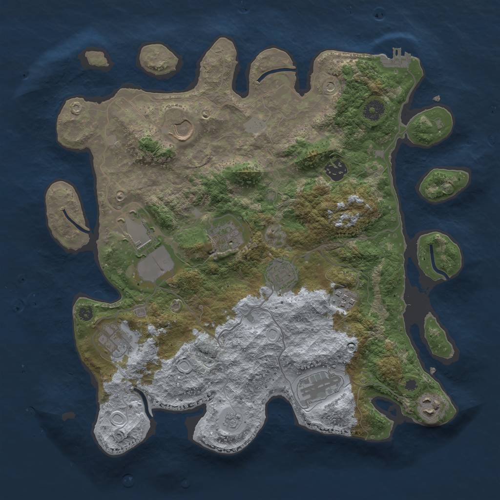 Rust Map: Procedural Map, Size: 3600, Seed: 1706757339, 17 Monuments