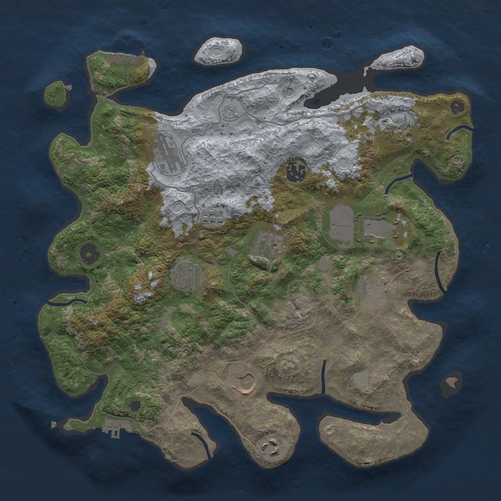 Rust Map: Procedural Map, Size: 3700, Seed: 2085173709, 19 Monuments