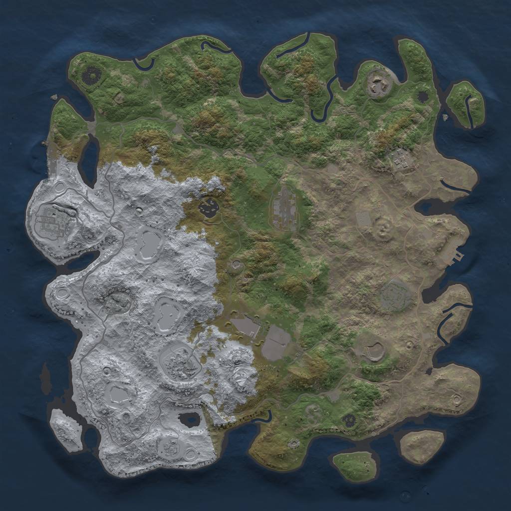 Rust Map: Procedural Map, Size: 4000, Seed: 790312278, 18 Monuments
