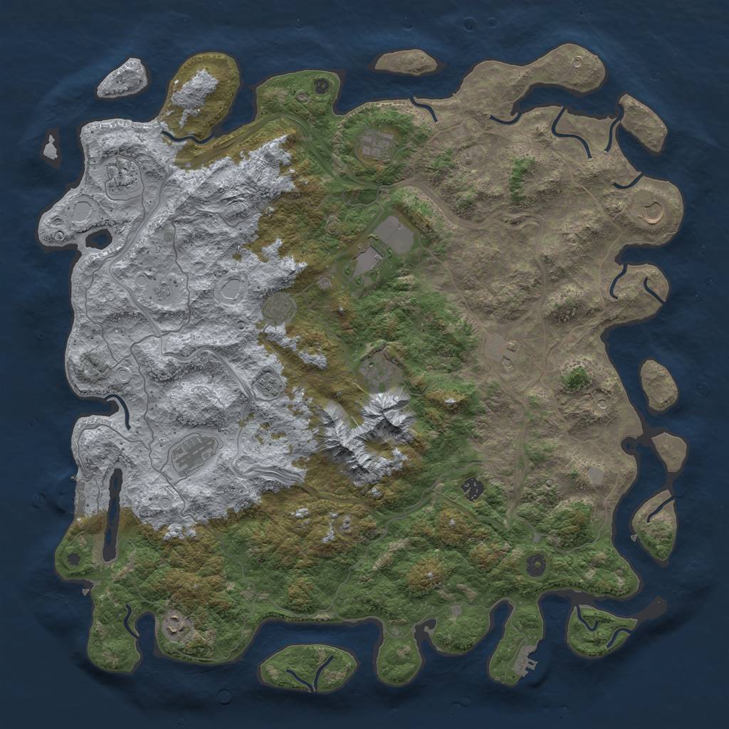Rust Map: Procedural Map, Size: 5000, Seed: 399812443, 20 Monuments