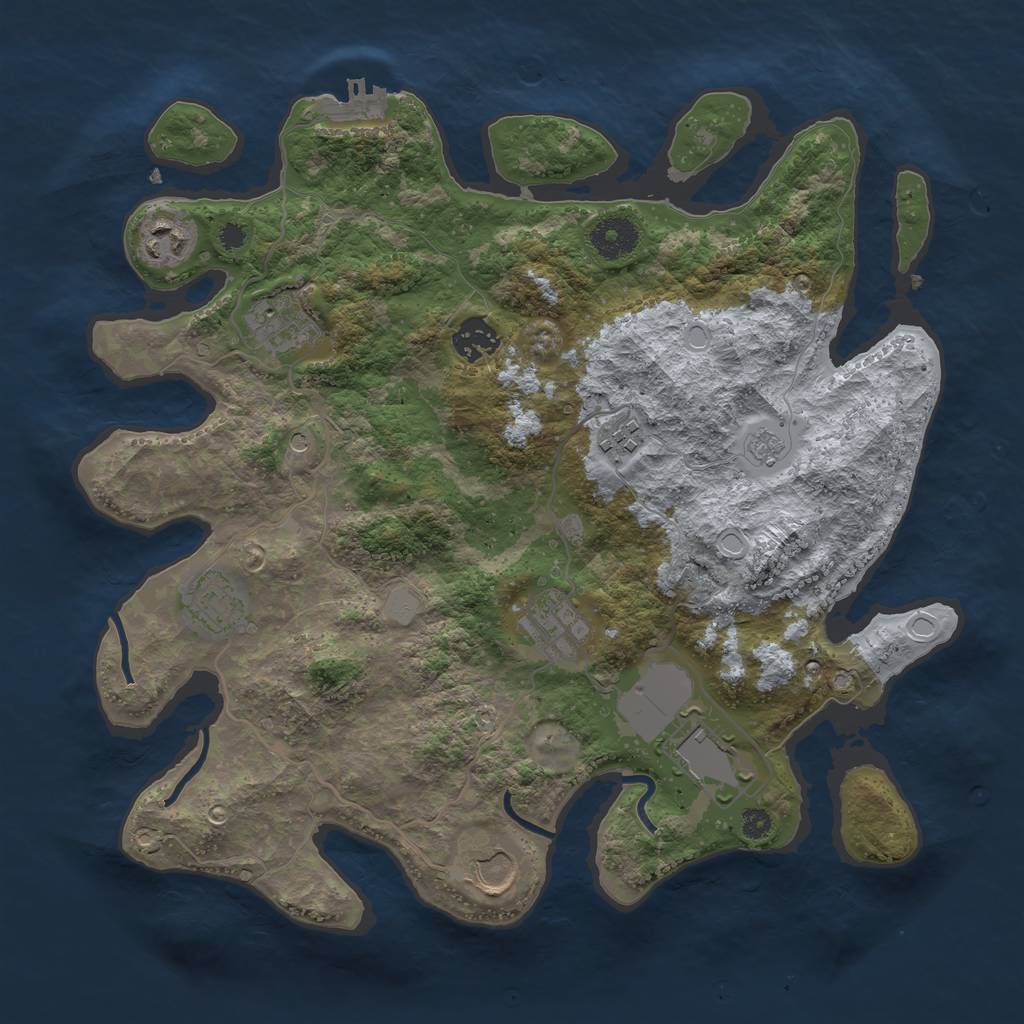 Rust Map: Procedural Map, Size: 3500, Seed: 842022, 16 Monuments