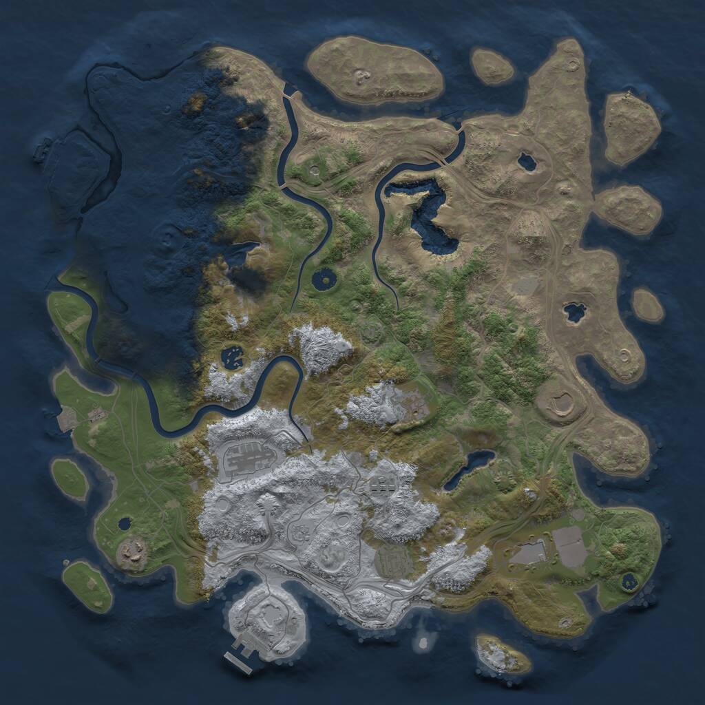 Rust Map: Procedural Map, Size: 4500, Seed: 142156, 14 Monuments