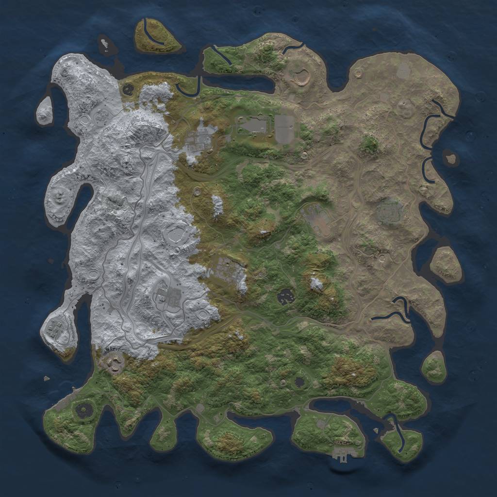 Rust Map: Procedural Map, Size: 4500, Seed: 1216992418, 19 Monuments