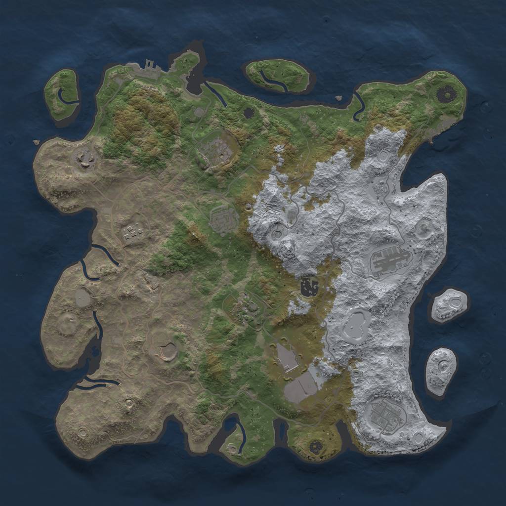 Rust Map: Procedural Map, Size: 4000, Seed: 727008853, 19 Monuments