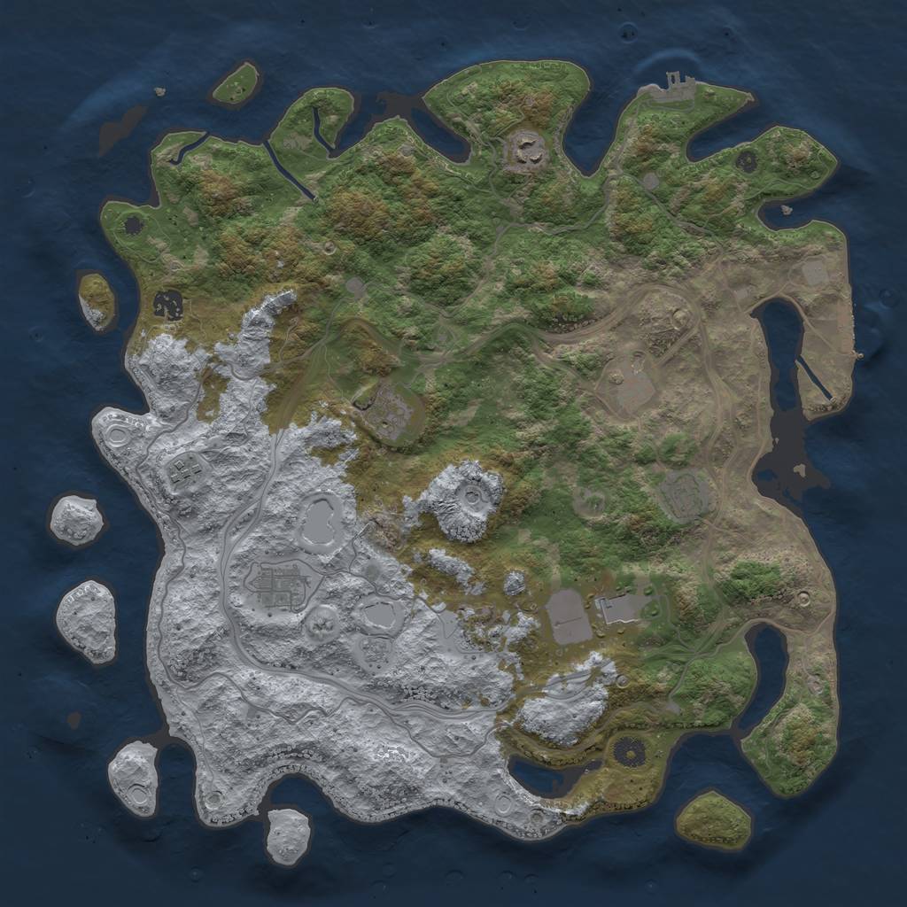 Rust Map: Procedural Map, Size: 4300, Seed: 350017207, 16 Monuments