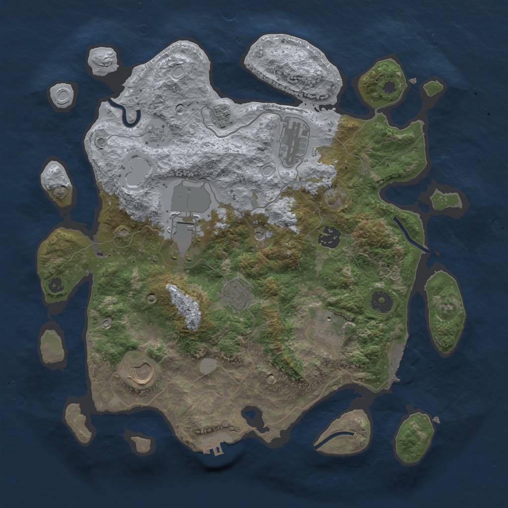 Rust Map: Procedural Map, Size: 3500, Seed: 1343659246, 16 Monuments