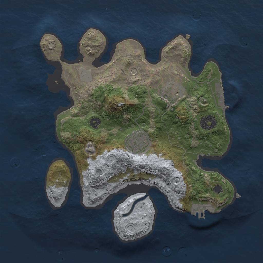 Rust Map: Procedural Map, Size: 2500, Seed: 1849124539, 10 Monuments