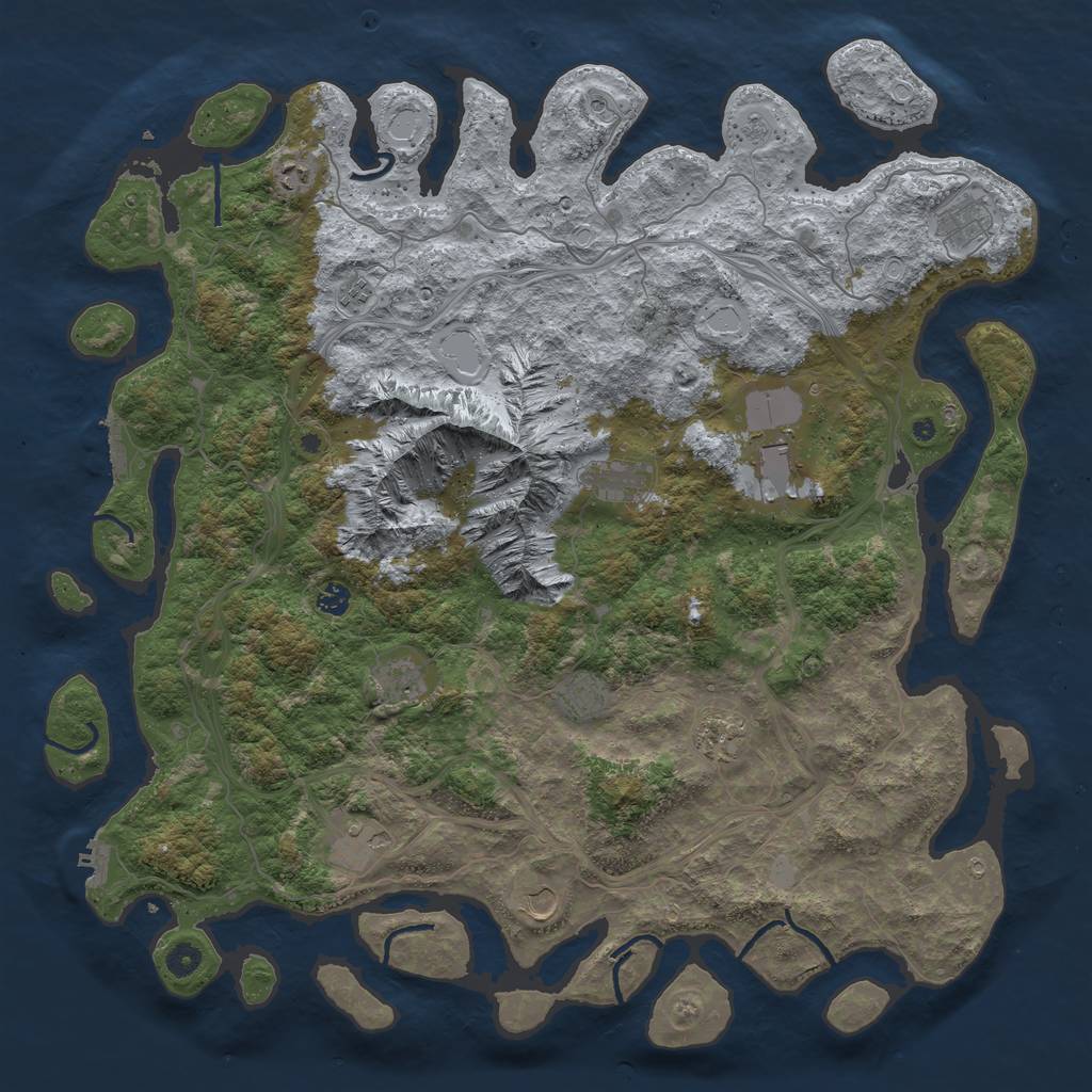 Rust Map: Procedural Map, Size: 5000, Seed: 54783901, 20 Monuments