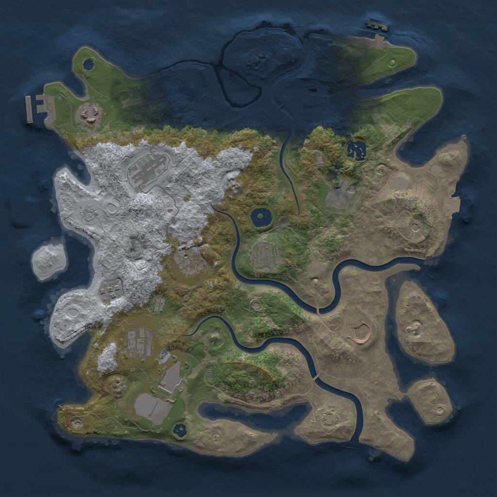 Rust Map: Procedural Map, Size: 3700, Seed: 890457957, 16 Monuments