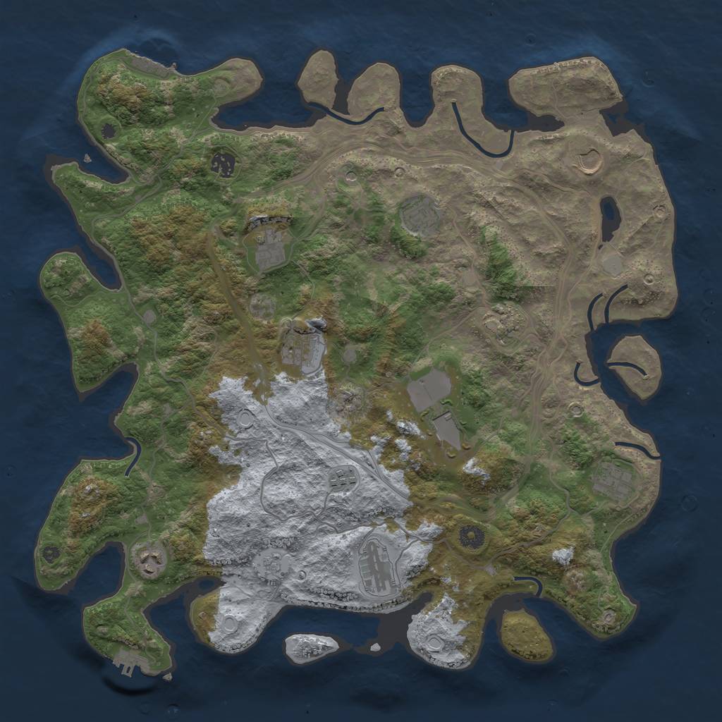 Rust Map: Procedural Map, Size: 4300, Seed: 1147344128, 20 Monuments