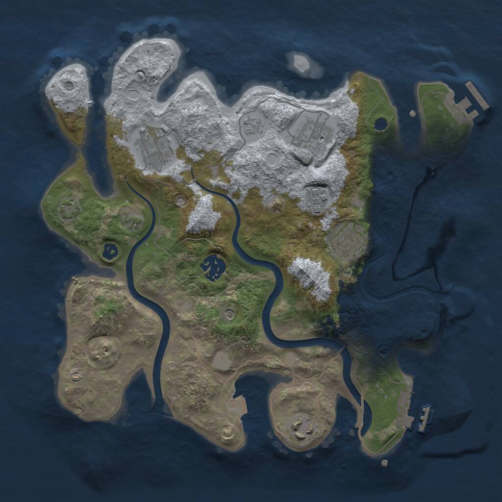 Rust Map: Procedural Map, Size: 3096, Seed: 807749, 12 Monuments