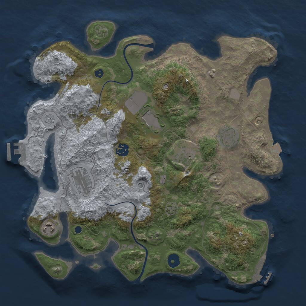 Rust Map: Procedural Map, Size: 3500, Seed: 125319624, 12 Monuments