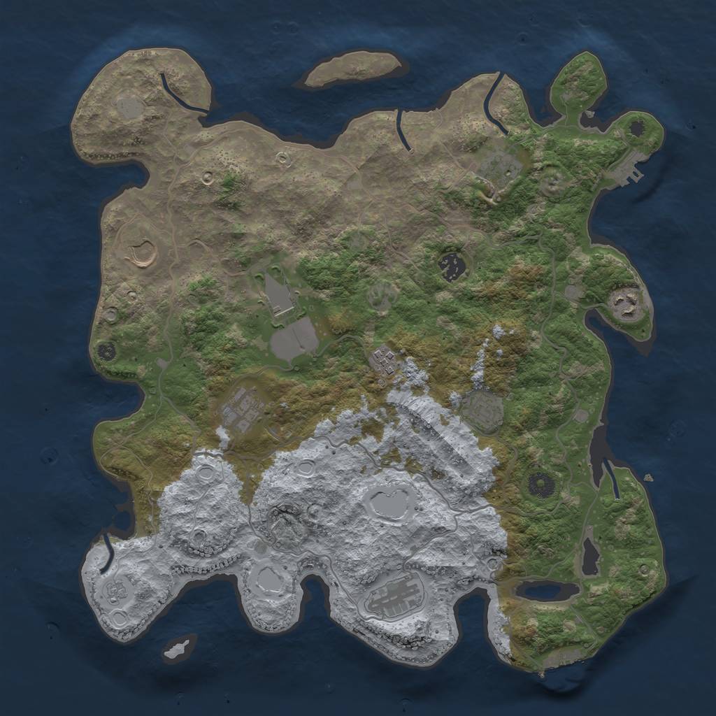 Rust Map: Procedural Map, Size: 4000, Seed: 20222202, 18 Monuments