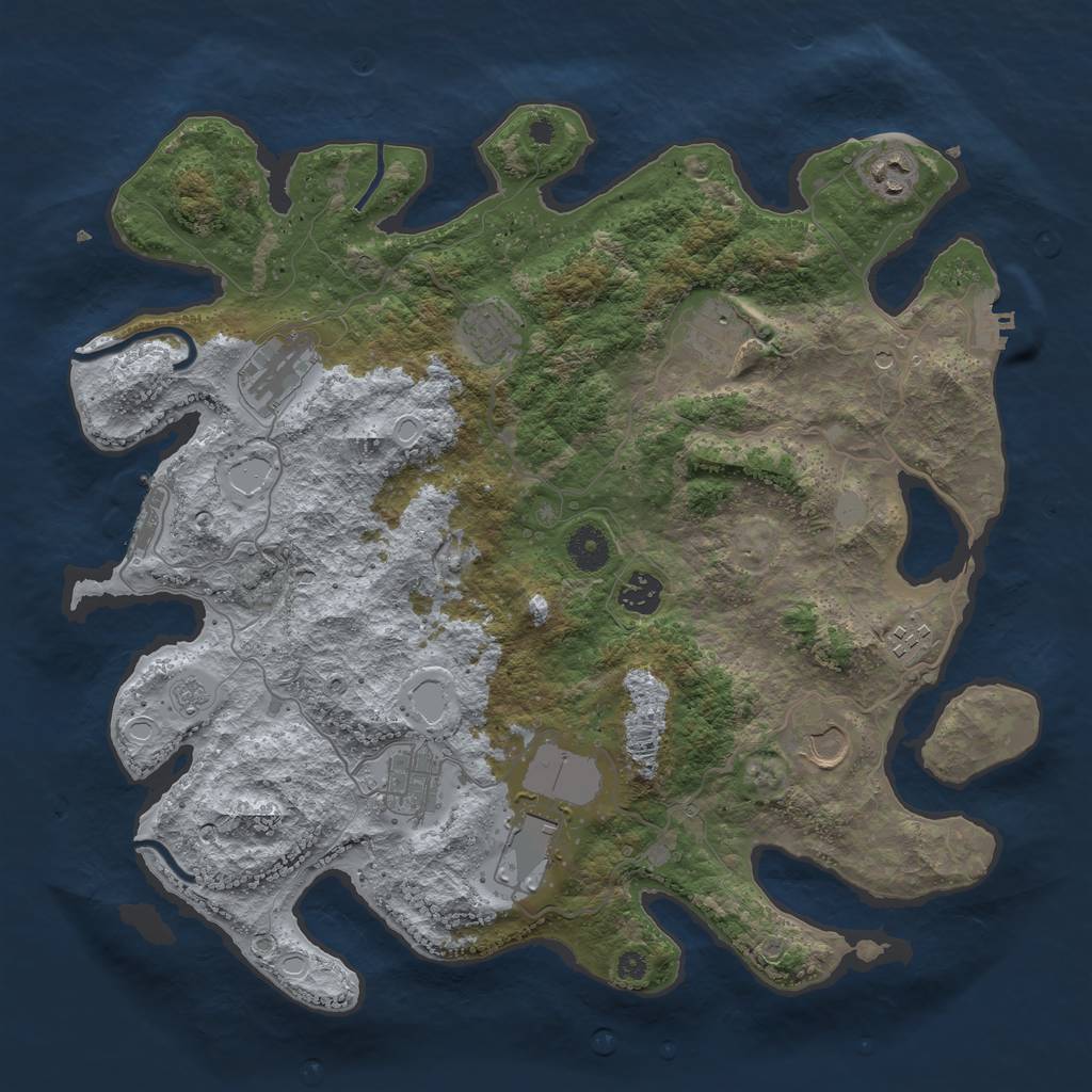 Rust Map: Procedural Map, Size: 3850, Seed: 1912856286, 18 Monuments