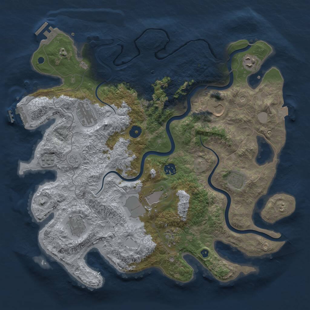 Rust Map: Procedural Map, Size: 3850, Seed: 1912856286, 15 Monuments