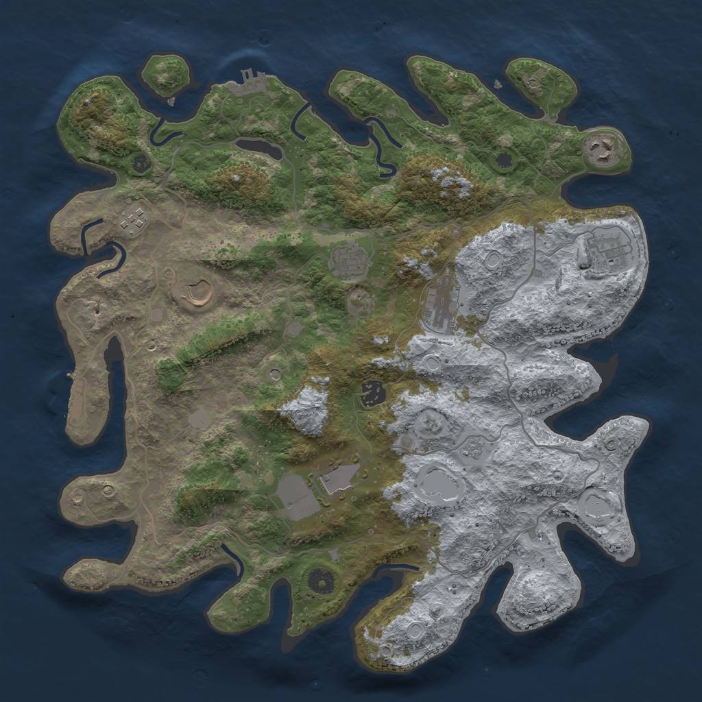Rust Map: Procedural Map, Size: 4000, Seed: 460498514, 17 Monuments