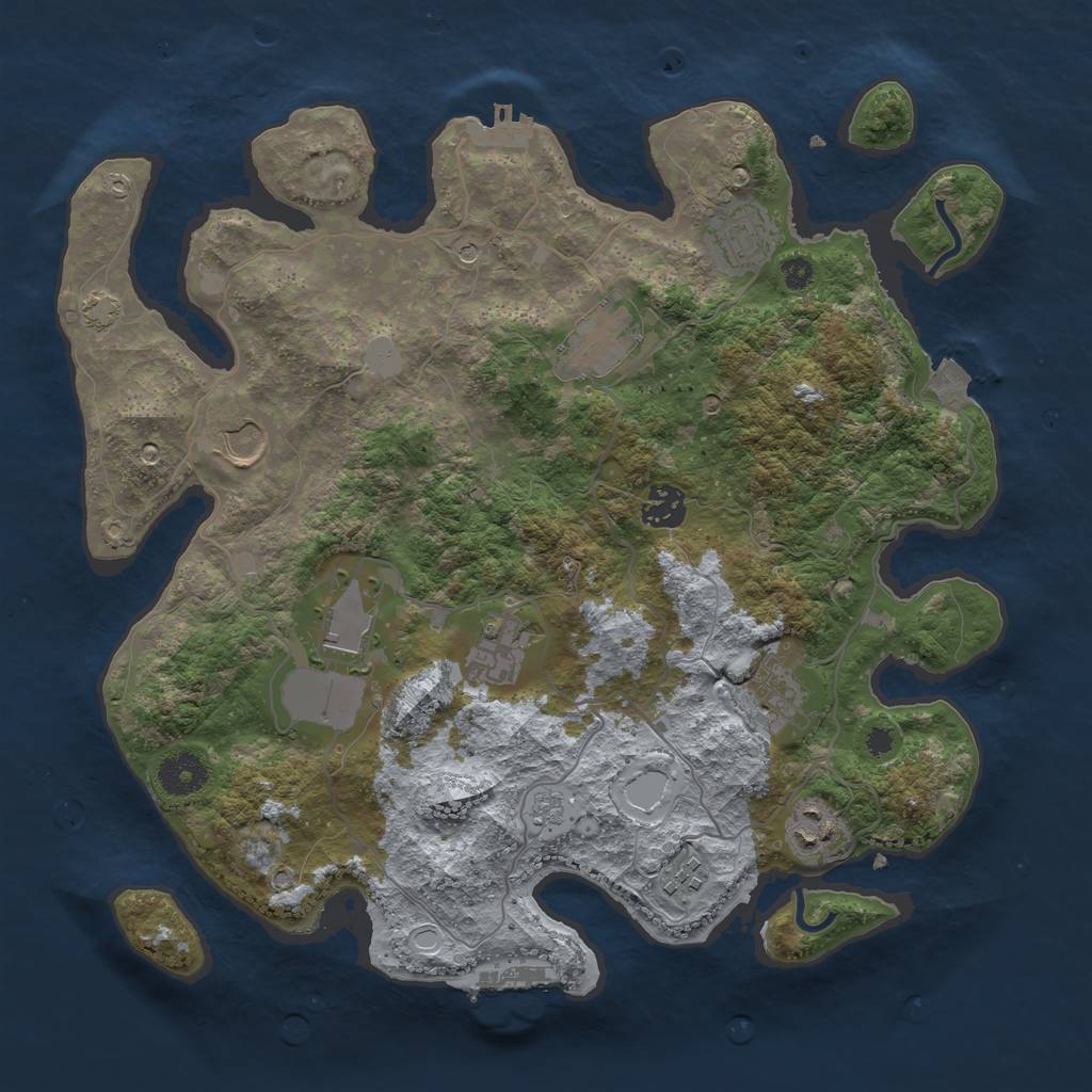 Rust Map: Procedural Map, Size: 3600, Seed: 56, 17 Monuments