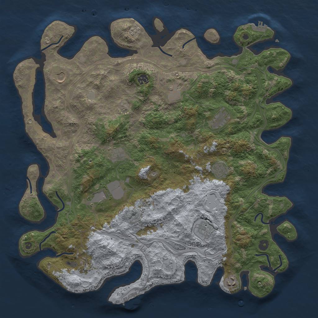 Rust Map: Procedural Map, Size: 4500, Seed: 7327095, 20 Monuments