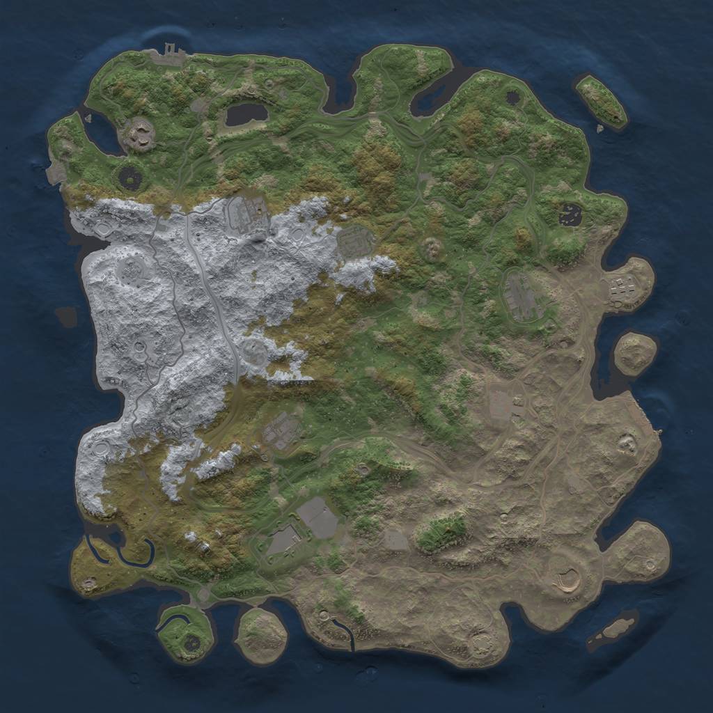 Rust Map: Procedural Map, Size: 4500, Seed: 593093506, 18 Monuments