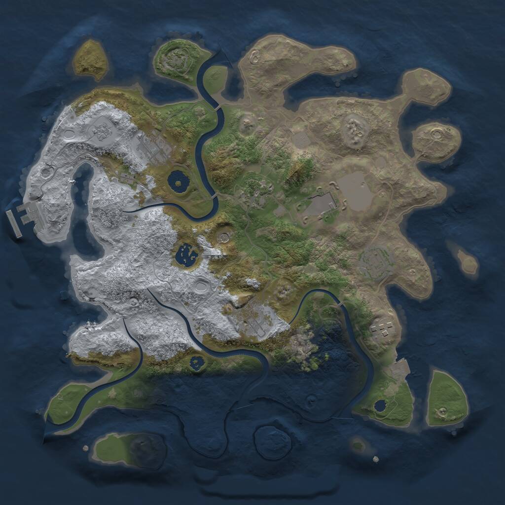 Rust Map: Procedural Map, Size: 3500, Seed: 59298952, 12 Monuments