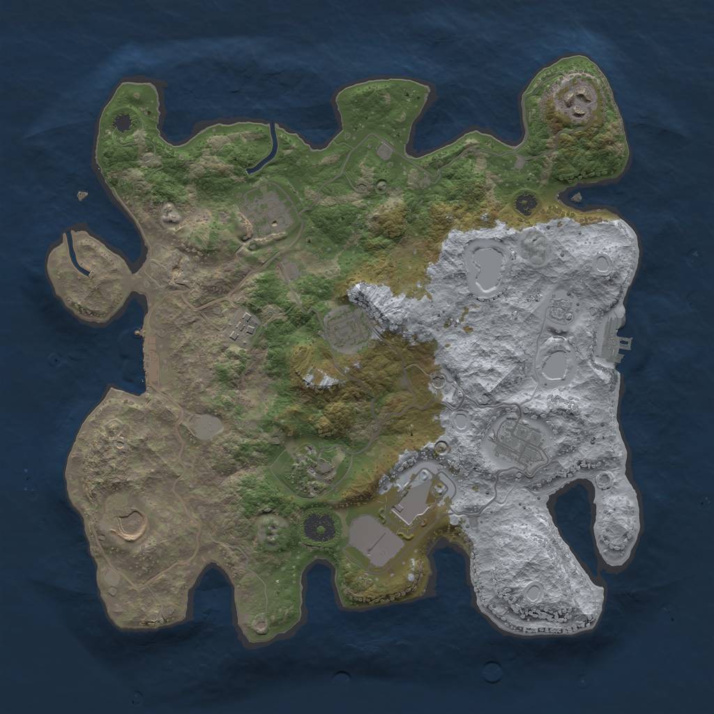 Rust Map: Procedural Map, Size: 3500, Seed: 700774348, 17 Monuments