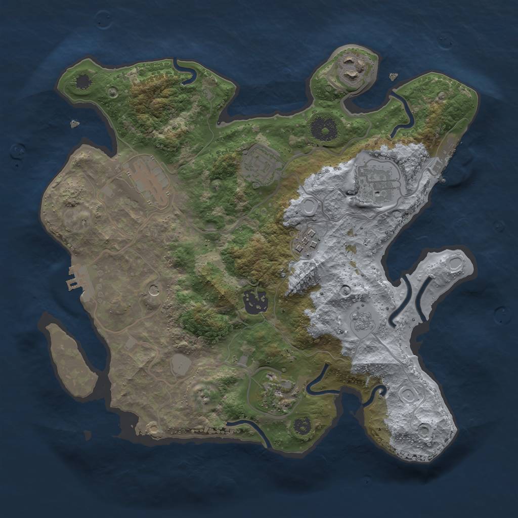 Rust Map: Procedural Map, Size: 3000, Seed: 10498574, 16 Monuments