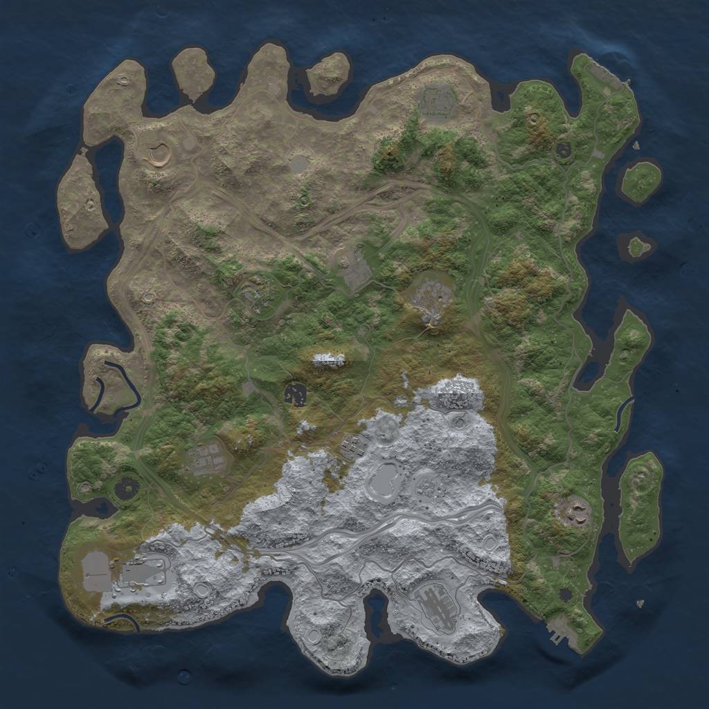 Rust Map: Procedural Map, Size: 4500, Seed: 2068069208, 20 Monuments