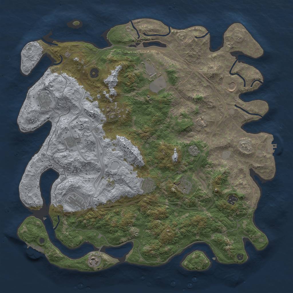 Rust Map: Procedural Map, Size: 4500, Seed: 1139662589, 20 Monuments