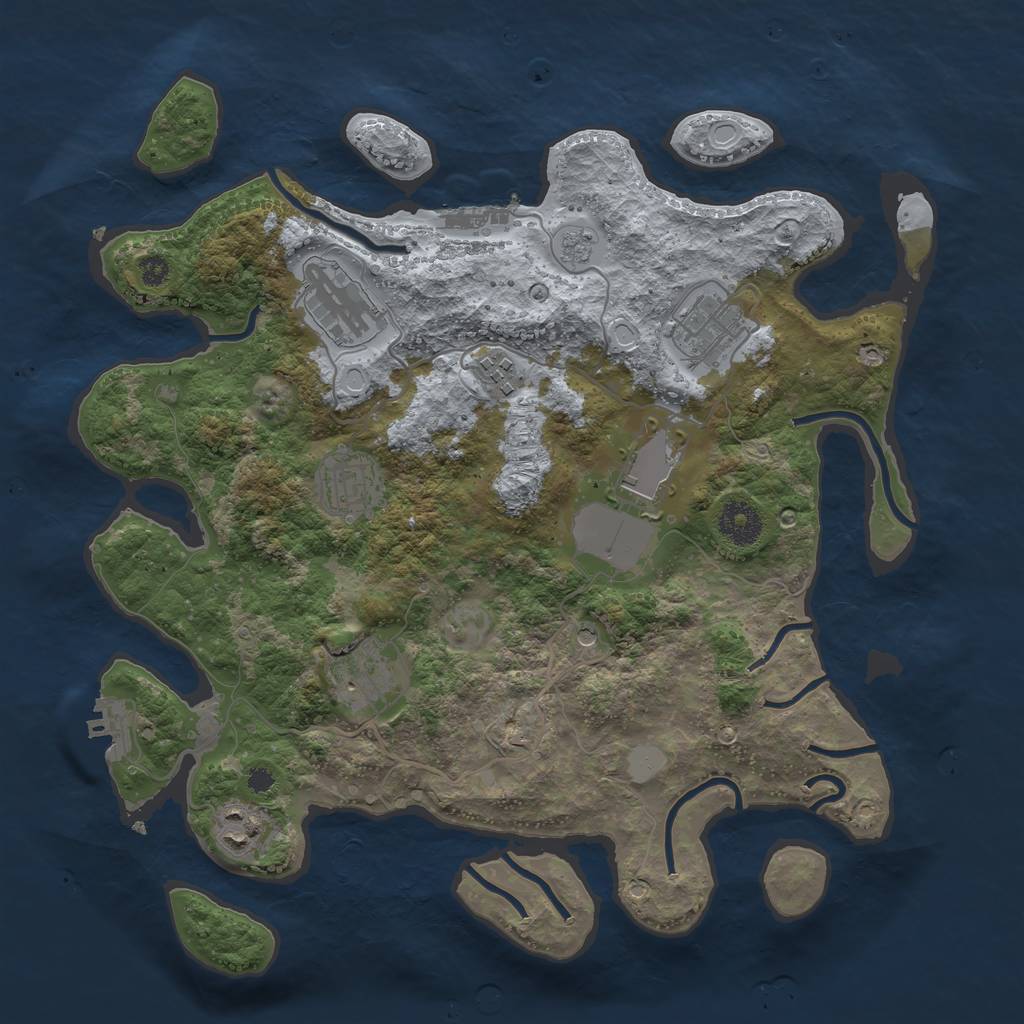 Rust Map: Procedural Map, Size: 3500, Seed: 1134913, 14 Monuments