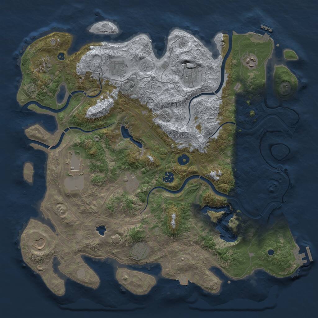 Rust Map: Procedural Map, Size: 4250, Seed: 944954681, 16 Monuments
