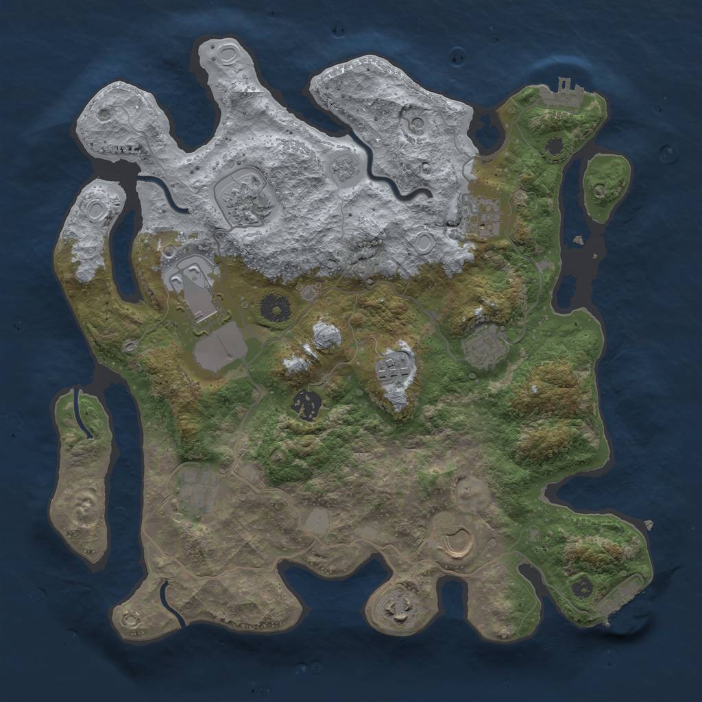 Rust Map: Procedural Map, Size: 3500, Seed: 598, 18 Monuments