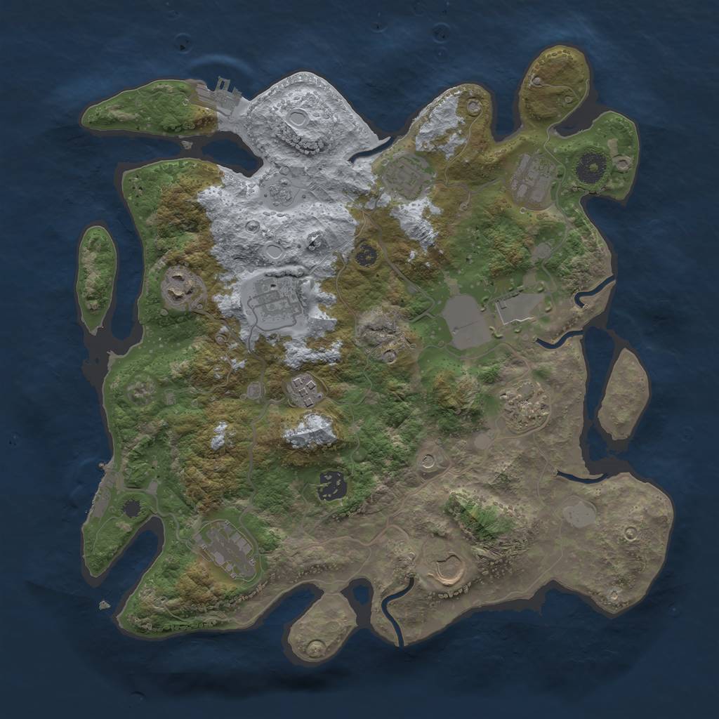 Rust Map: Procedural Map, Size: 3500, Seed: 422976147, 19 Monuments
