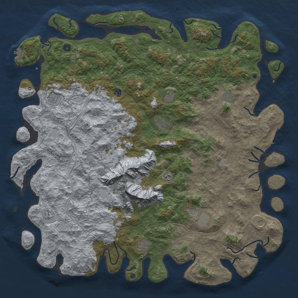 Rust Map: Procedural Map, Size: 6000, Seed: 2033423499, 20 Monuments