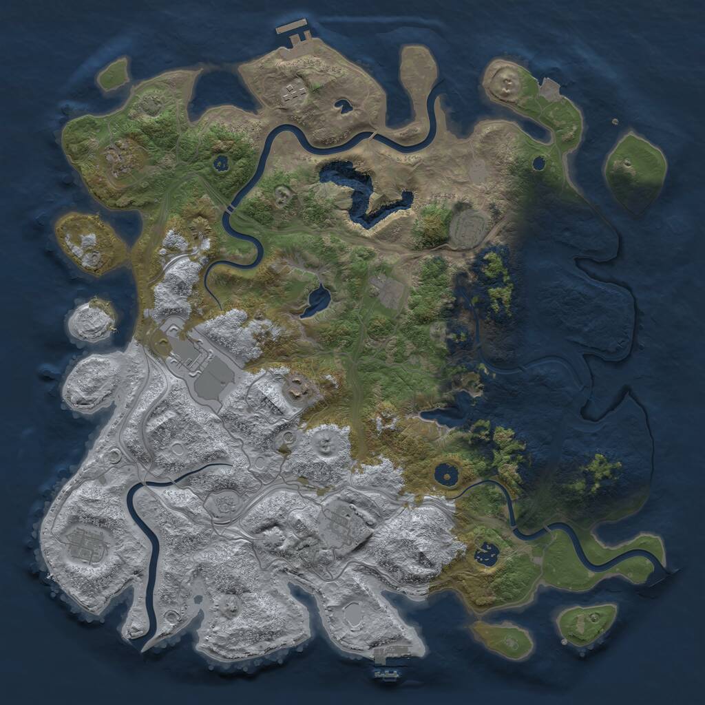 Rust Map: Procedural Map, Size: 4500, Seed: 1628447491, 15 Monuments