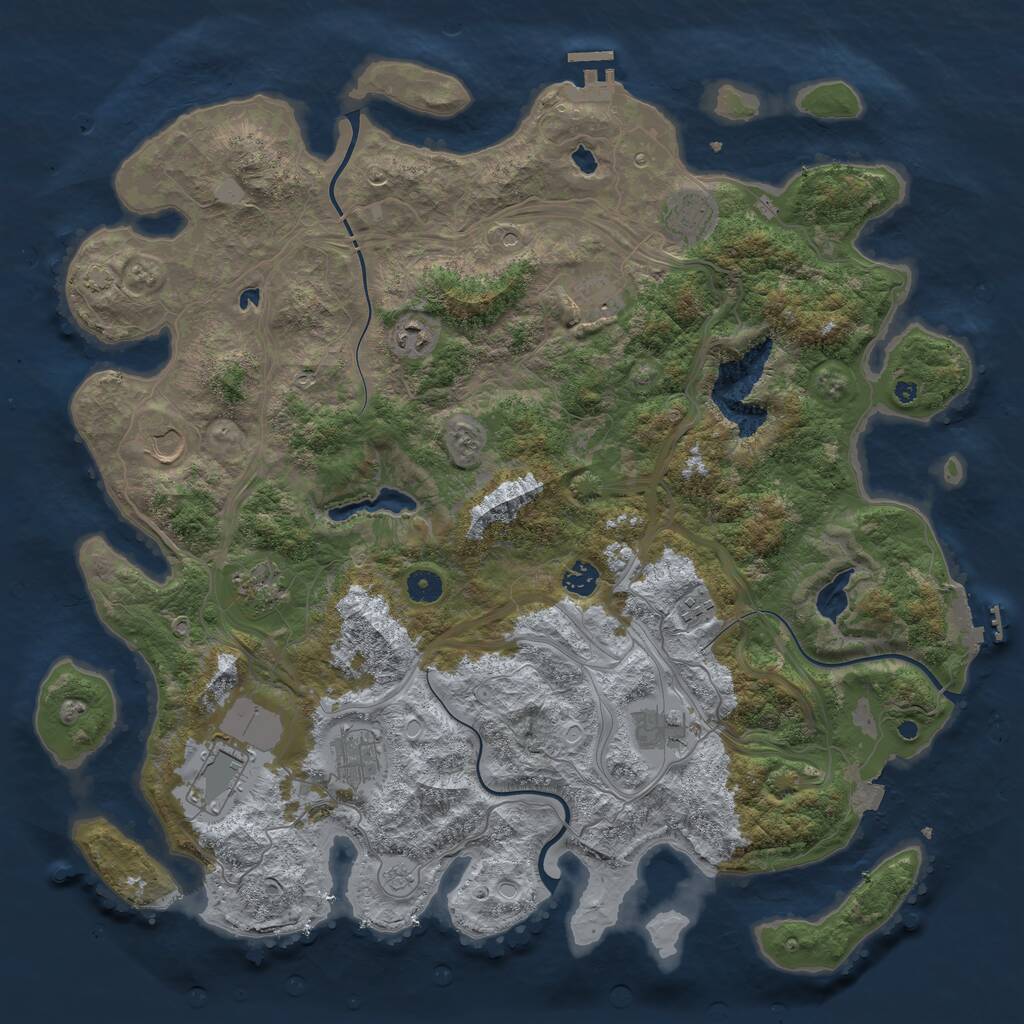 Rust Map: Procedural Map, Size: 4500, Seed: 1927047986, 16 Monuments