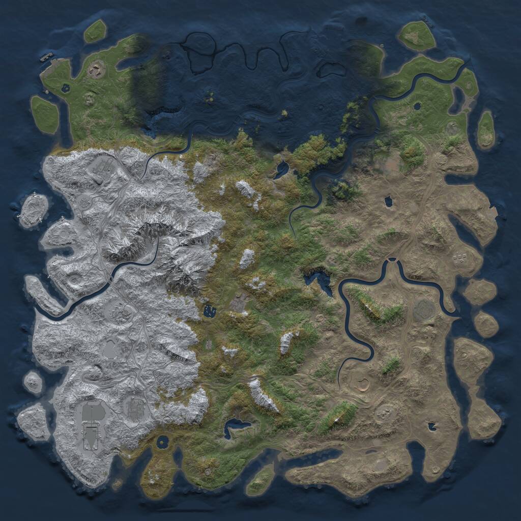 Rust Map: Procedural Map, Size: 6000, Seed: 4567, 17 Monuments