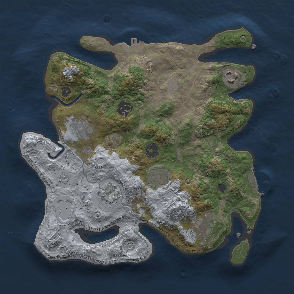Rust Map: Procedural Map, Size: 3000, Seed: 2446733, 13 Monuments