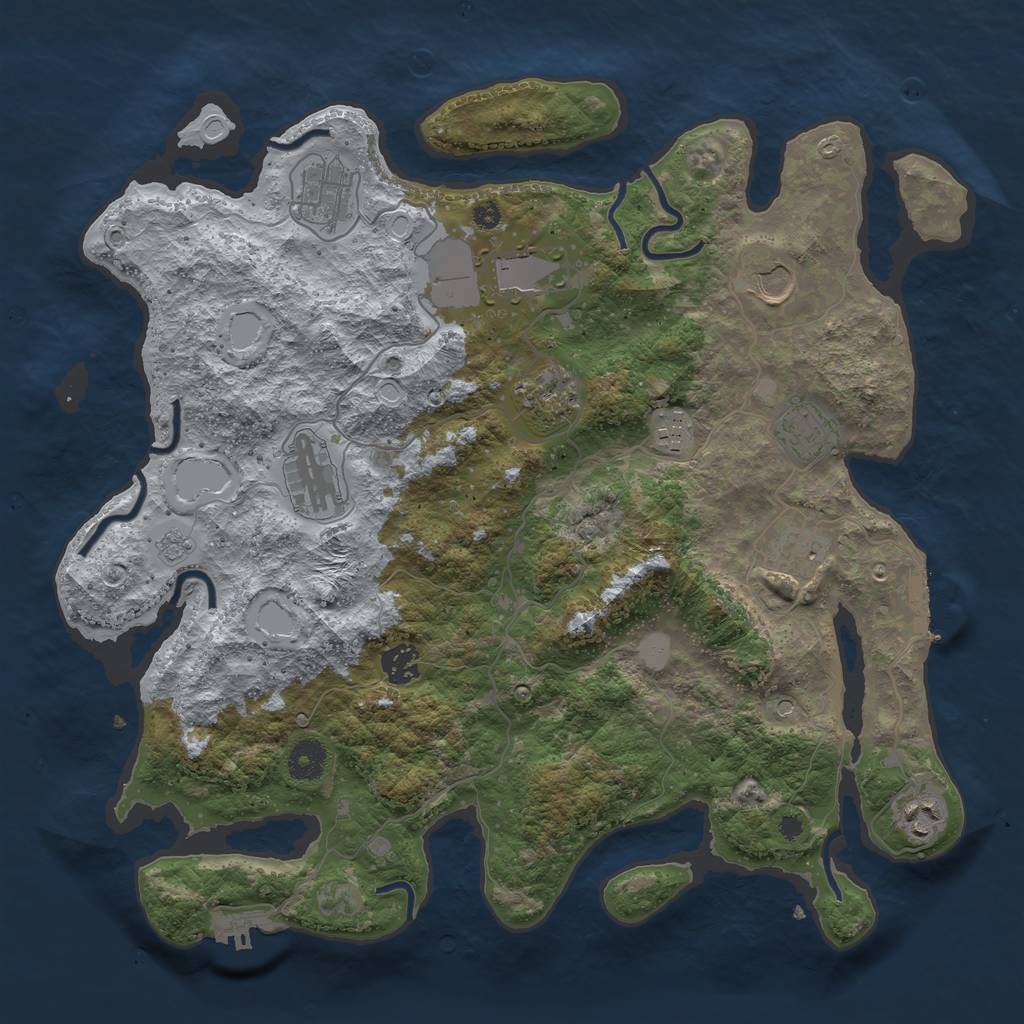 Rust Map: Procedural Map, Size: 3850, Seed: 80885878, 19 Monuments