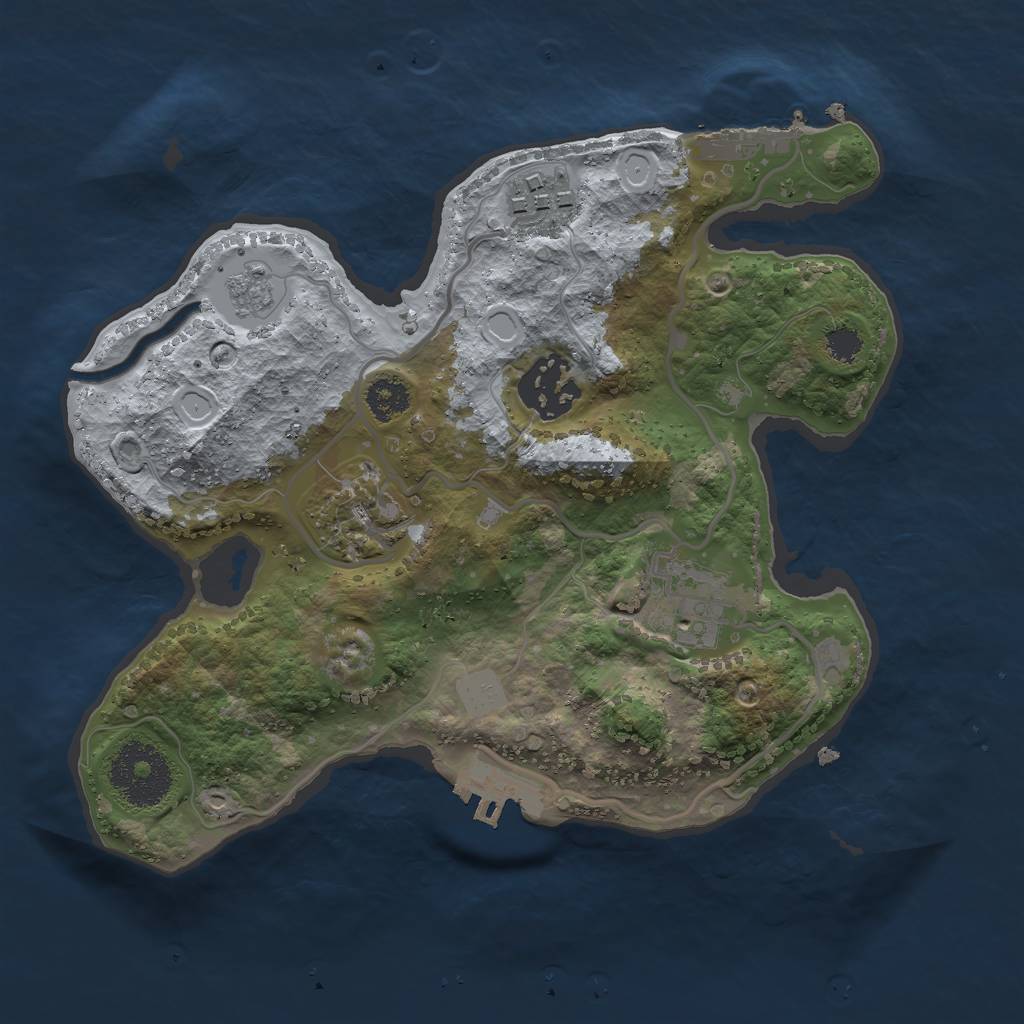 Rust Map: Procedural Map, Size: 2500, Seed: 2695, 12 Monuments
