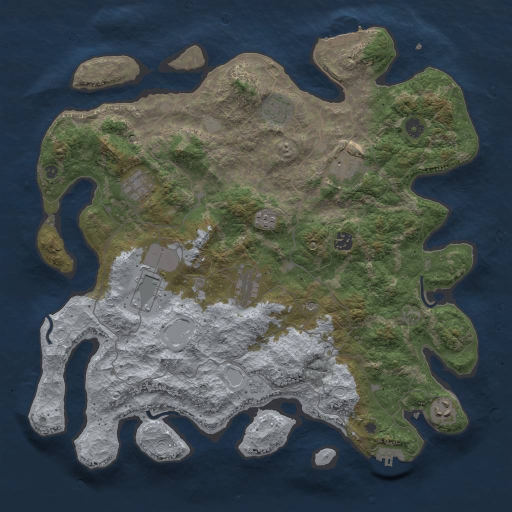 Rust Map: Procedural Map, Size: 4000, Seed: 42876, 15 Monuments