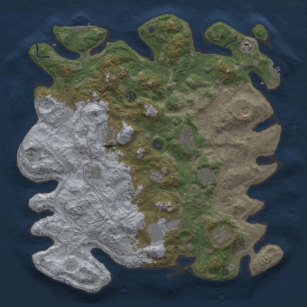 Rust Map: Procedural Map, Size: 4250, Seed: 1002988529, 20 Monuments