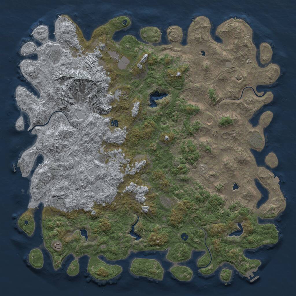 Rust Map: Procedural Map, Size: 6000, Seed: 1216992418, 17 Monuments