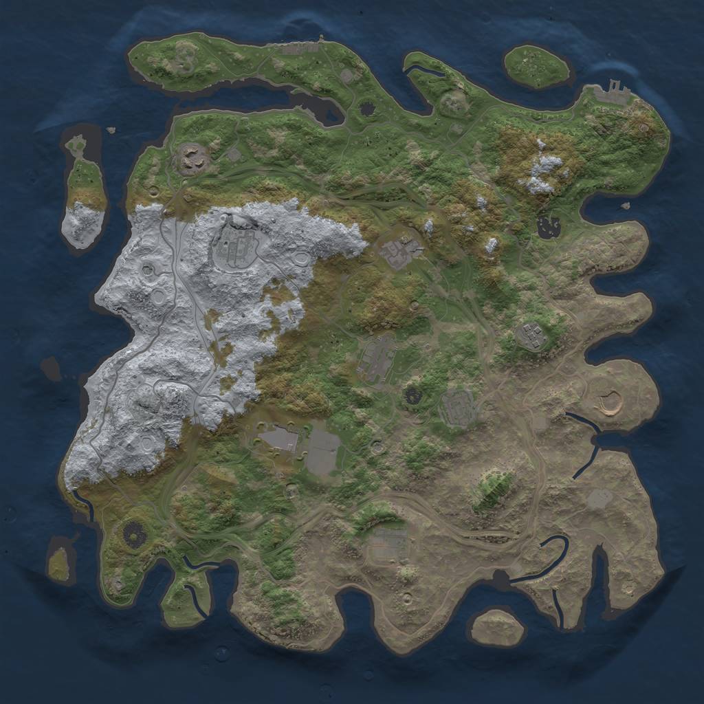 Rust Map: Procedural Map, Size: 4250, Seed: 1195452140, 18 Monuments