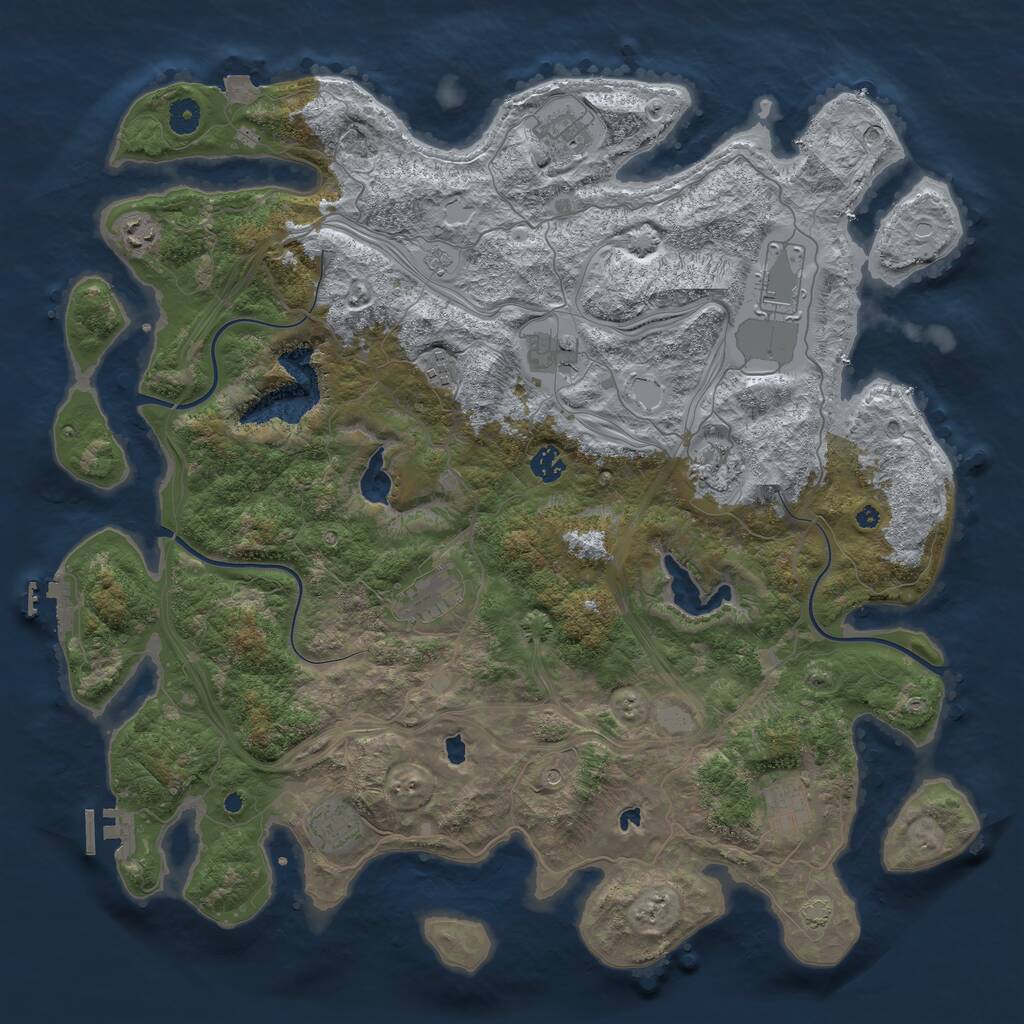 Rust Map: Procedural Map, Size: 4500, Seed: 1540025988, 16 Monuments