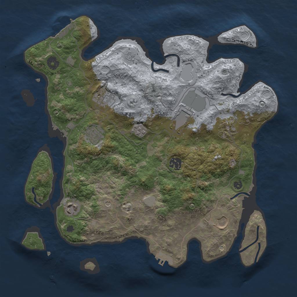 Rust Map: Procedural Map, Size: 3500, Seed: 611, 17 Monuments