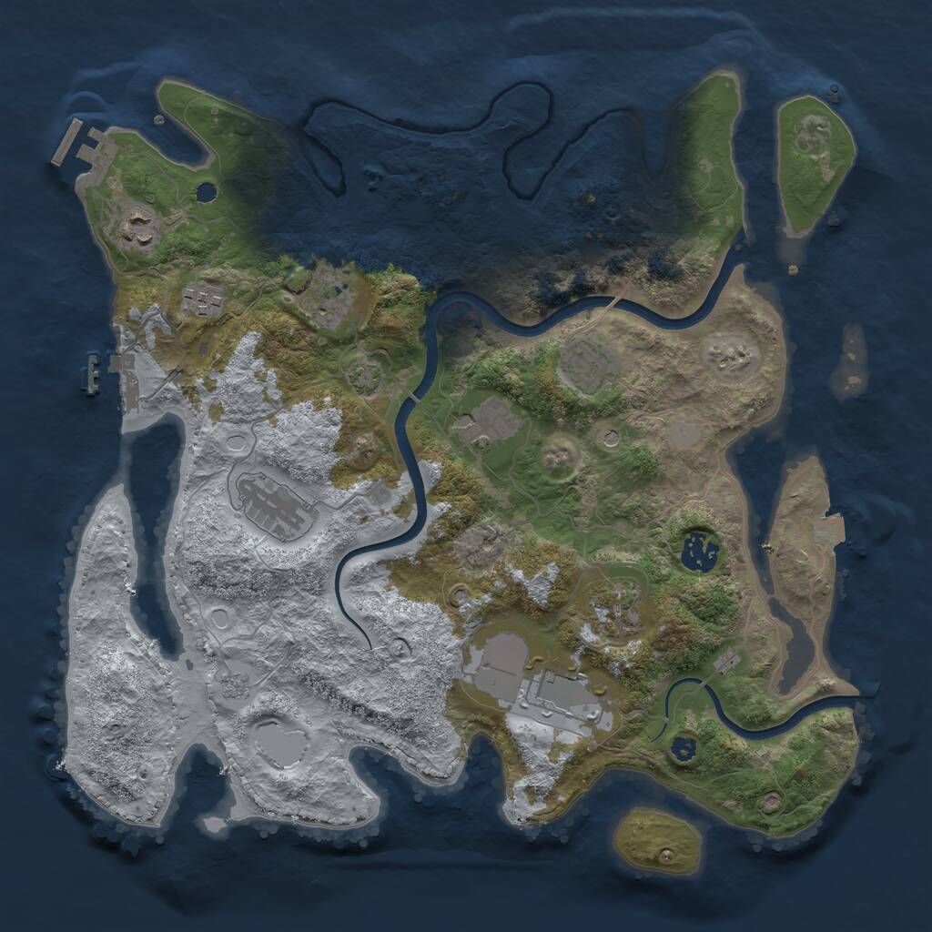 Rust Map: Procedural Map, Size: 3700, Seed: 406170542, 15 Monuments