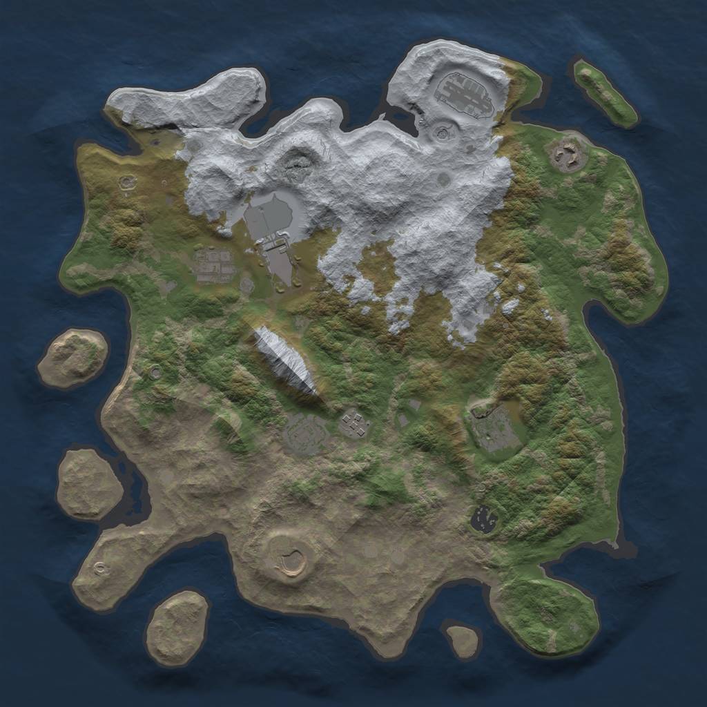 Rust Map: Barren, Size: 4000, Seed: 7123725, 12 Monuments