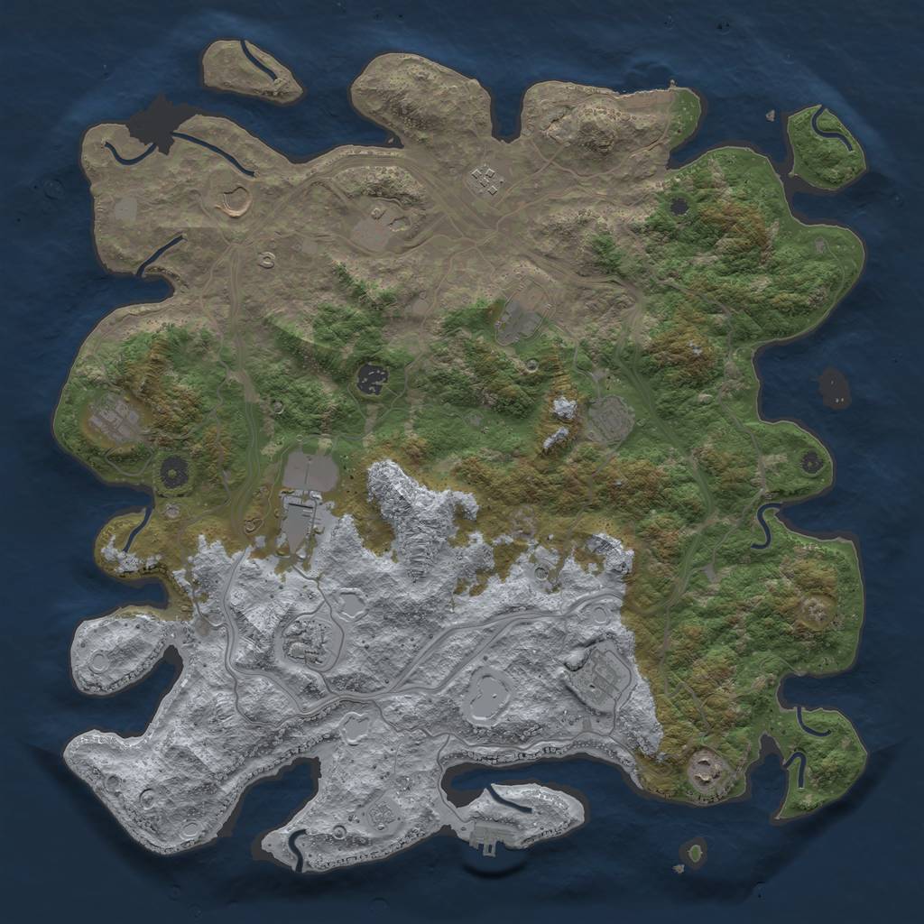 Rust Map: Procedural Map, Size: 4500, Seed: 570433739, 20 Monuments